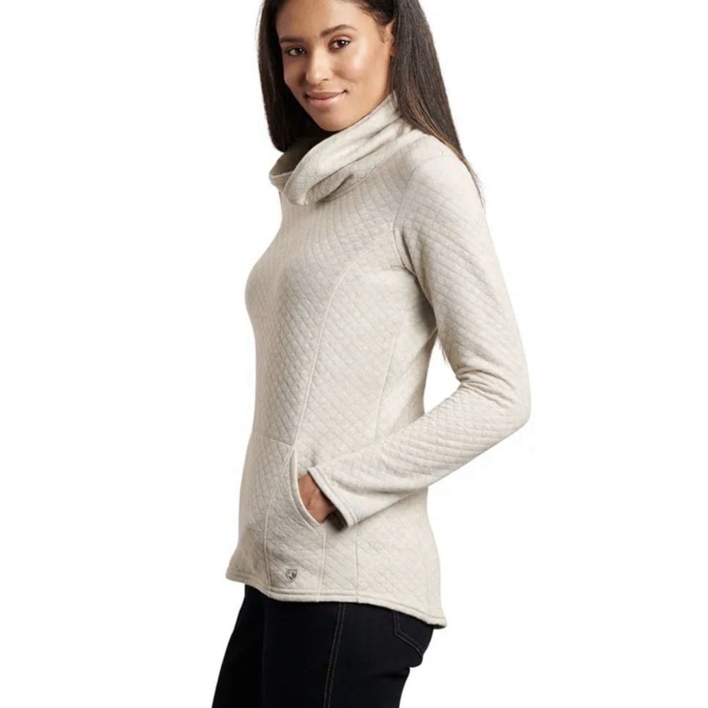Kuhl Sweater Womens Medium Athena Fleece Pullover Quilted Cowl Neck Wool‎ Blend
